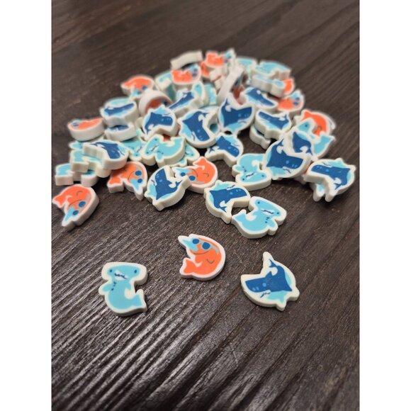 Mini Sharks Erasers - 60 Pcs Teacher Supply Math Counters Cute Ocean Theme Class - Picture 3 of 4